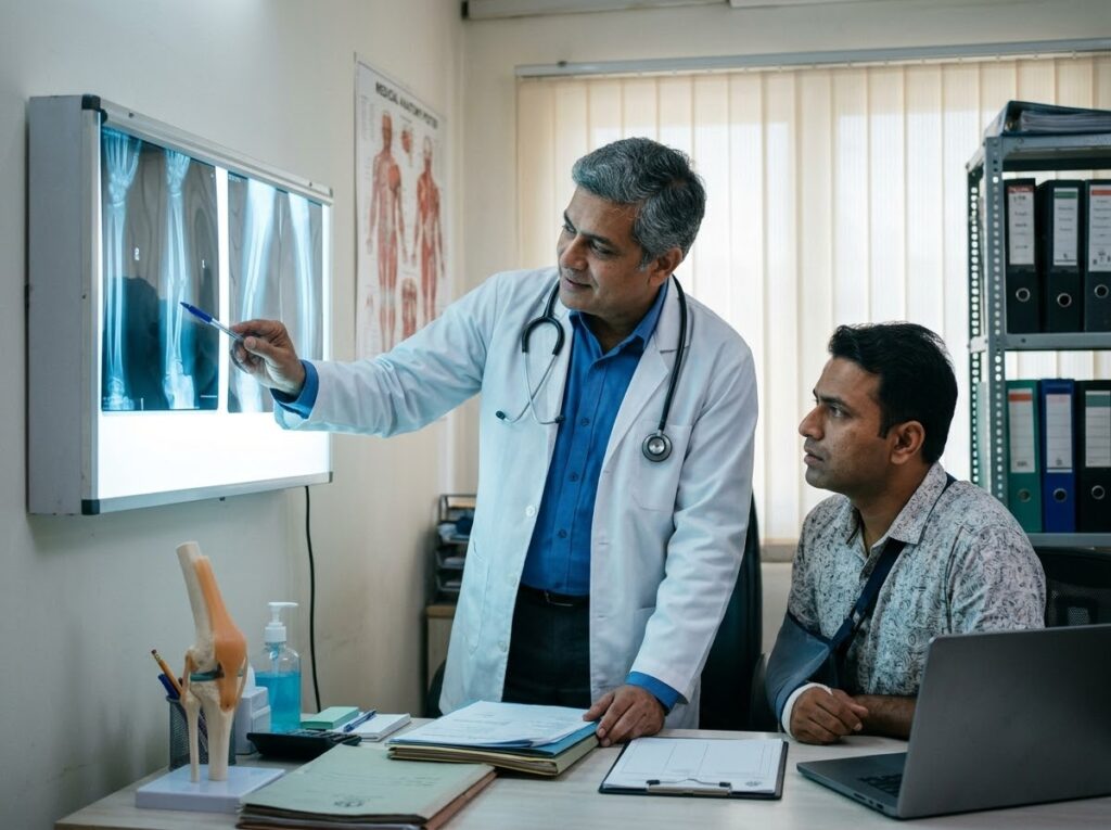 Doctor examining x ray