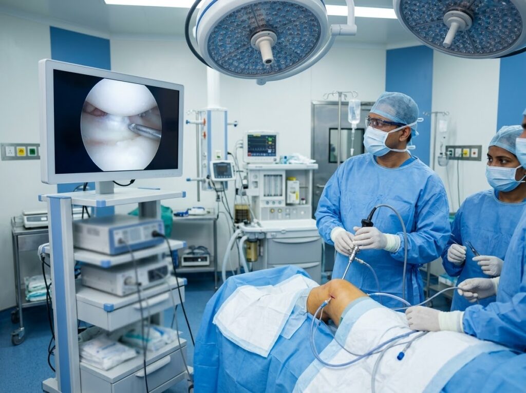 Knee arthroscopy procedure in ho