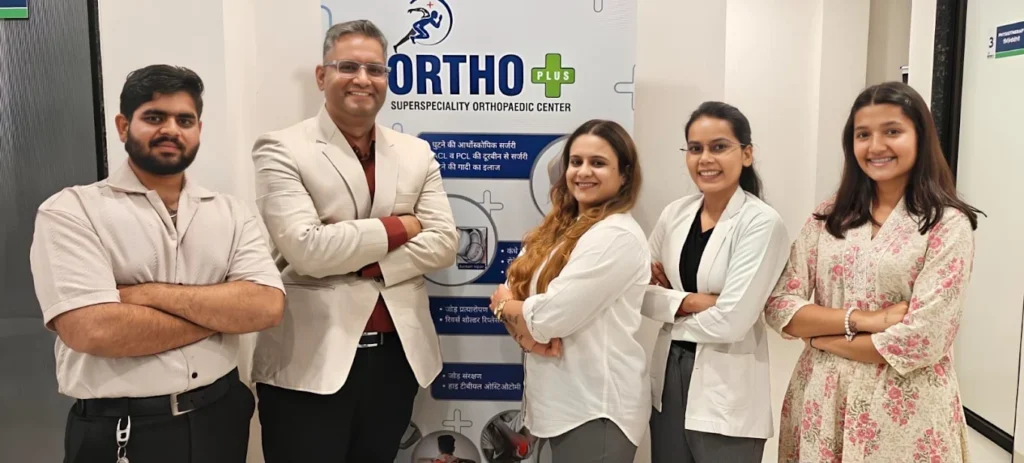 Dr. Saumitra Dubey with the ORTHO Plus clinic team